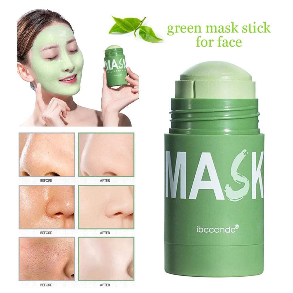 Face Clean Mask Green Tea Cleansing Stick Mask Shrink pores Deep Blackhead Remover facial Cleansing Moisturizing Mask 40g Peaceful Pleasures Health and Wellness