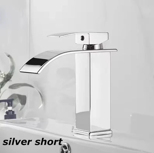 Black Stainless Steel Waterfall Basin Faucet | Hot & Cold