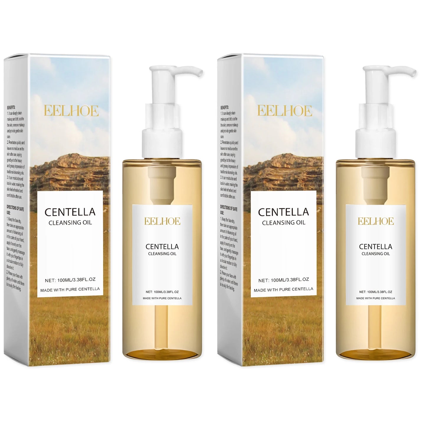 Centella Cleaning Oil Deeply Moisturizing Effectively Cleaning Makeup and Dirt Soothing Skin Gentle Cleansing Makeup Remover Oil Peaceful Pleasures Health and Wellness 2 x 100ml Boxed