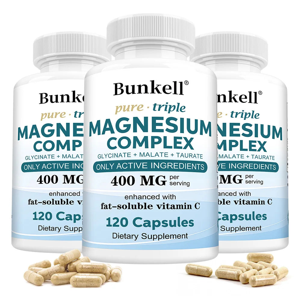 Magnesium Complex - L-Threonate, Glycinate & Malate - Brain, Sleep, Memory, Muscle & Bone Support, Stress & Anxiety Relief Peaceful Pleasures Health and Wellness 120 count-3 bottle
