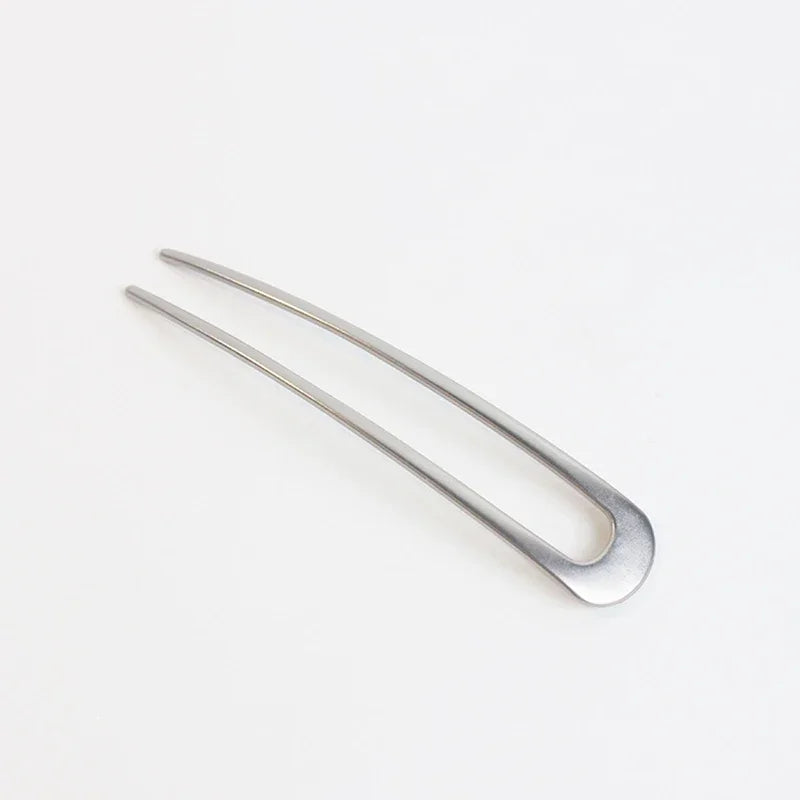 U-shaped Hairpin Fashionable Simple Metal Bun Hair Accessory Exquisite Elegant and Modern High-end Hairpin Hair Accessory New Peaceful Pleasures Health and Wellness Silver Hair Stick