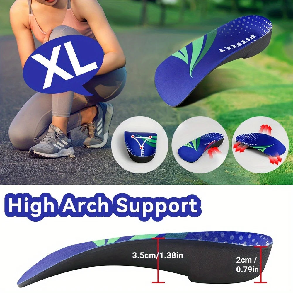 RooRuns Orthopedic Arch Support Shoes Insoles 3/4 Length Flat Feet Shoes Pads for Feet Plantar Fasciitis Heel Pain Relief Unisex Peaceful Pleasures Health and Wellness XL 1pc