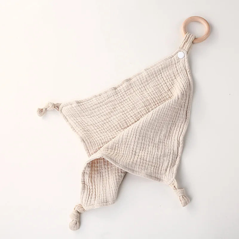 Wooden Ring Baby Drool Bib & Burp Cloth – Soft Cotton Washcloth