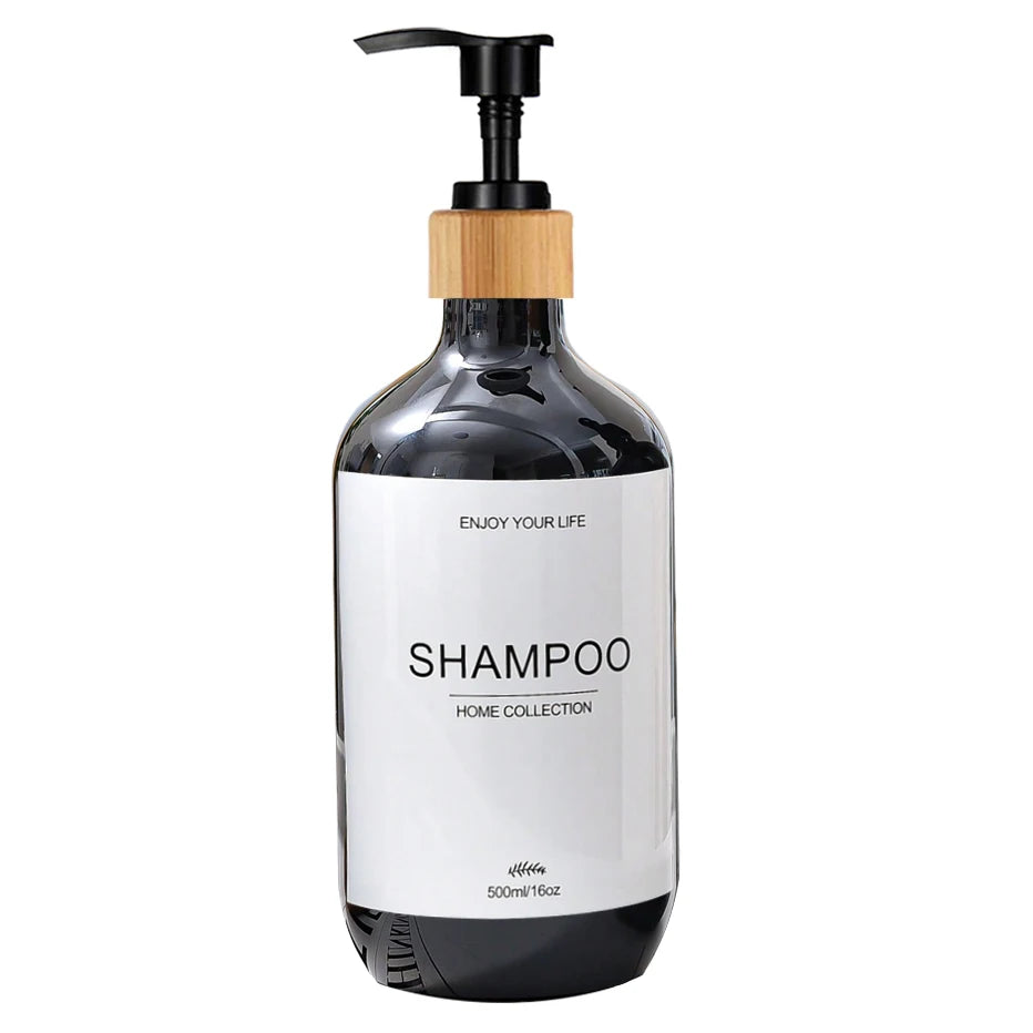 500ml Shampoo Body Wash Conditioner Dispenser Bottle Bathroom Waterproof Pre-Labeled Refillable Shampoo Bottle Soap Container Peaceful Pleasures Health and Wellness B-black-shampoo 500ml