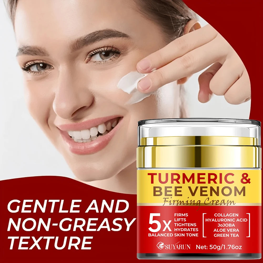 SUYARUN Turmeric & Bee Venom Firming Face Cream - Anti-Aging, Tightening, Moisturizing Skin Care. Day & Night Use Peaceful Pleasures Health and Wellness
