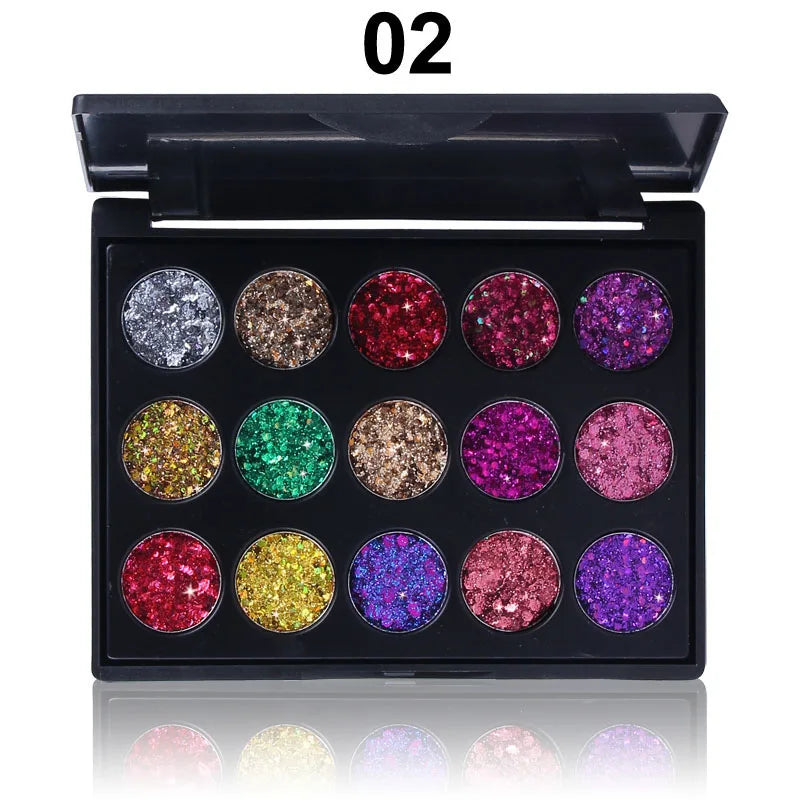 CmaaDu 15-Color Diamond Glitter Eyeshadow Palette – Shimmer