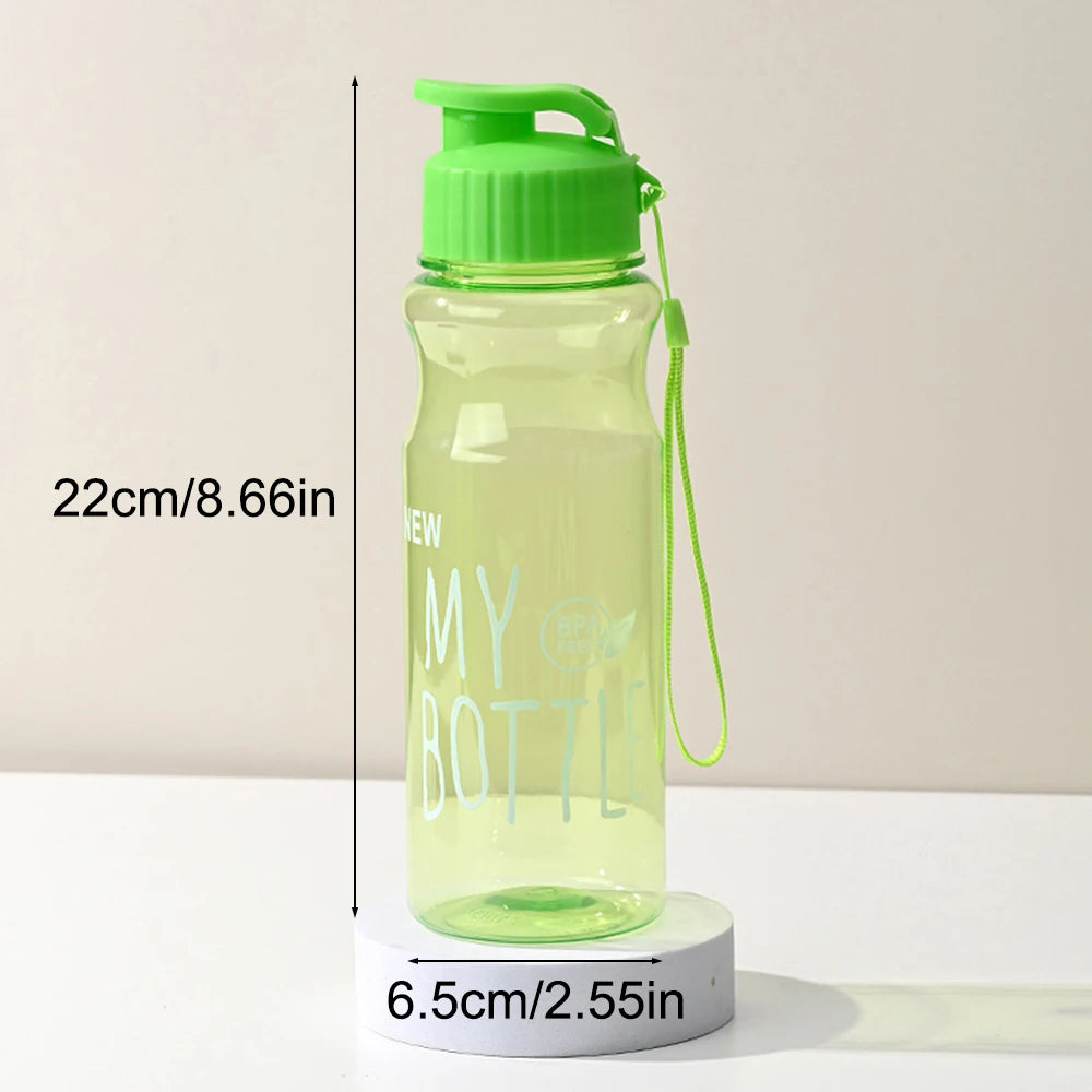 550ml Plastic Water Bottle Portable Sports Cup With Anti Drop Rope Outdoor Water Container Color Transparent Pet Flip Cover Peaceful Pleasures Health and Wellness green 0.55L