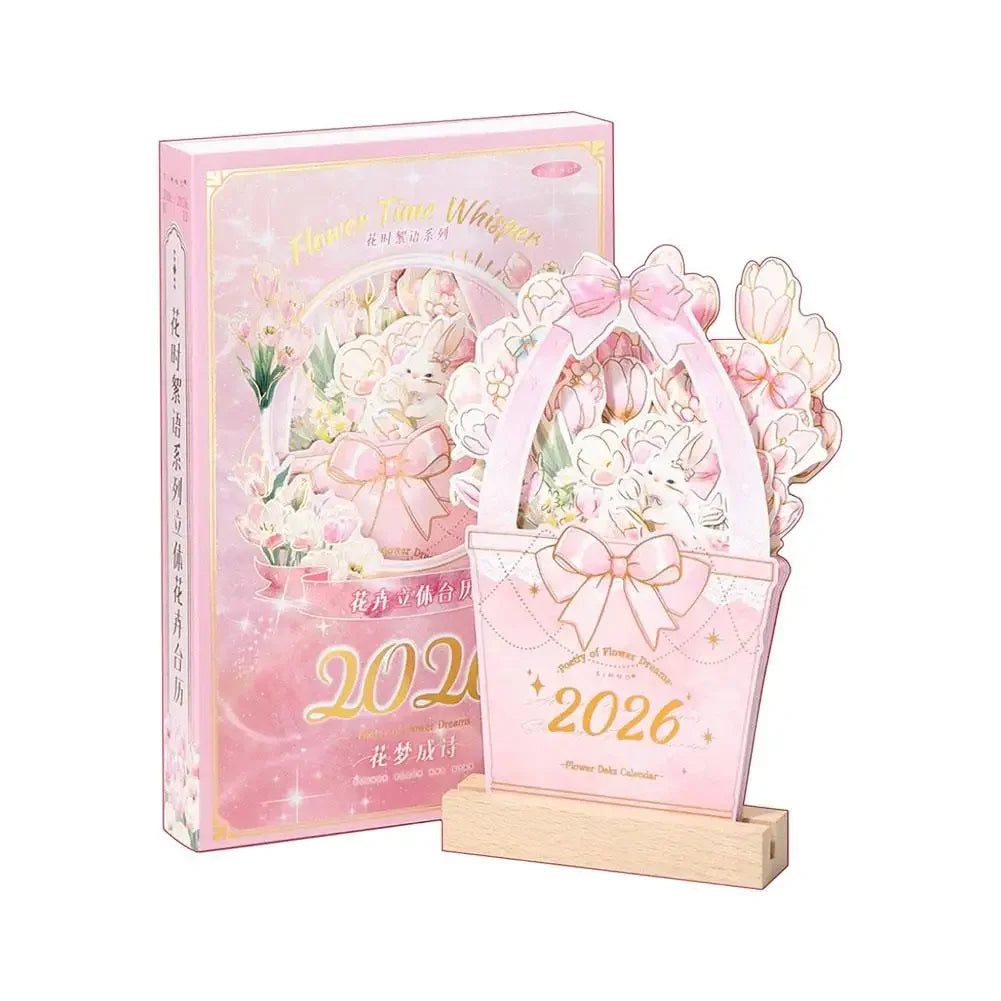 2026 Bloomy Flowers Calendar Desk Calendar Tabletop Calendar Standing Monthly Calendar Year For Home School Desktop Decorations Peaceful Pleasures Health and Wellness 01