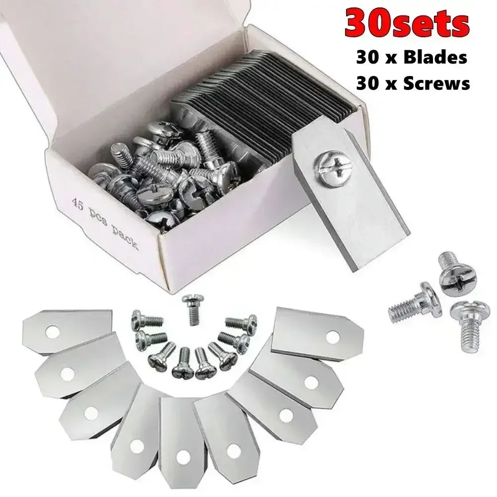 2025 New 30pcs Lawn Mower Cutting Blades W/Screw Kit Replacement for Husqvarna Automower/Gardena Robotic Lawnmower Repair Peaceful Pleasures Health and Wellness Silver-30sets