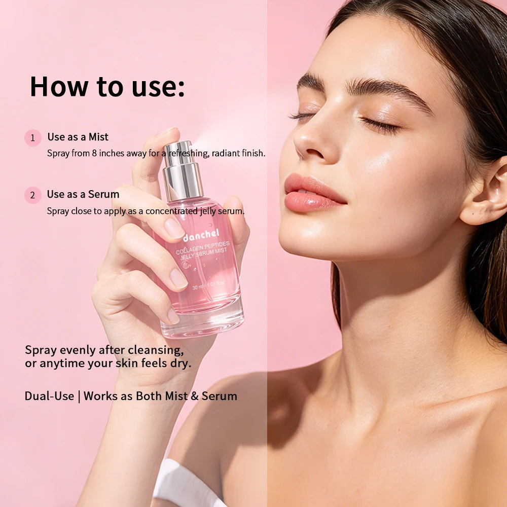 Collagen Peptides Jelly Serum Mist Korean Skin Care Hydrating Face Spray Anti Aging Plumping Firming Sprayable Hydrogel Travel Peaceful Pleasures Health and Wellness
