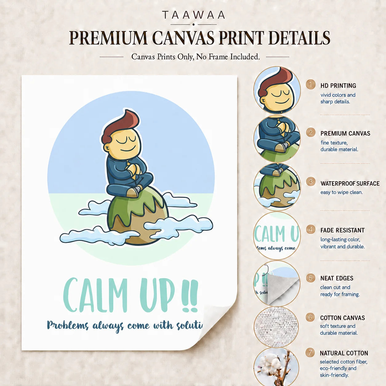 Cartoon Animal Canvas Wall Art for Kids Nursery Room Decor Kids Canvas Wall Art Peaceful Pleasures Health and Wellness