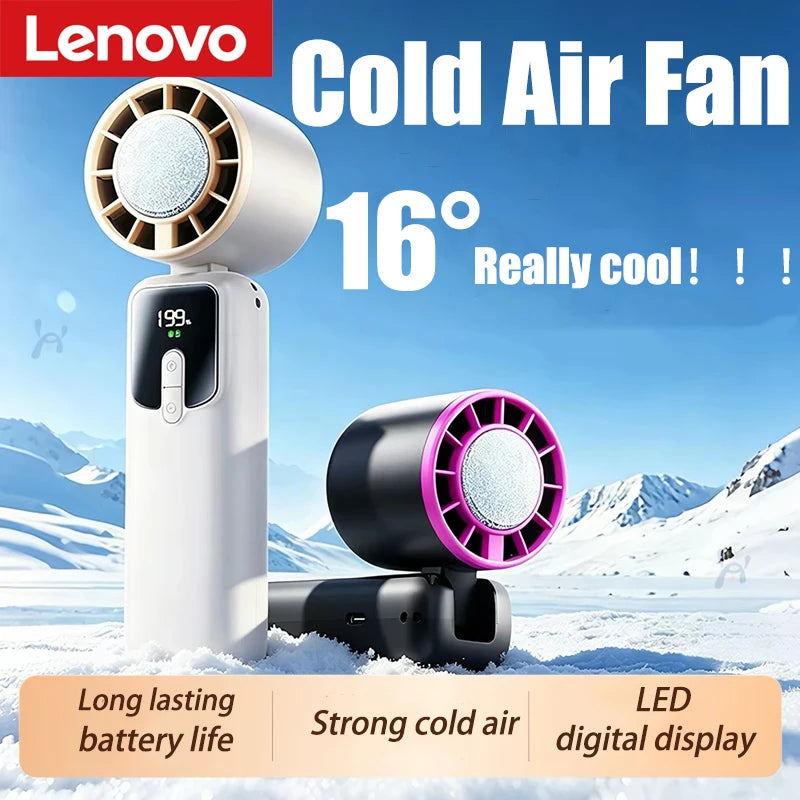 Lenovo Portable Handheld Small Fan 100-Speed Powerful Wind Cold Air Electric Fan Charging Foldable 90° Adjustable Outdoor Travel Peaceful Pleasures Health and Wellness