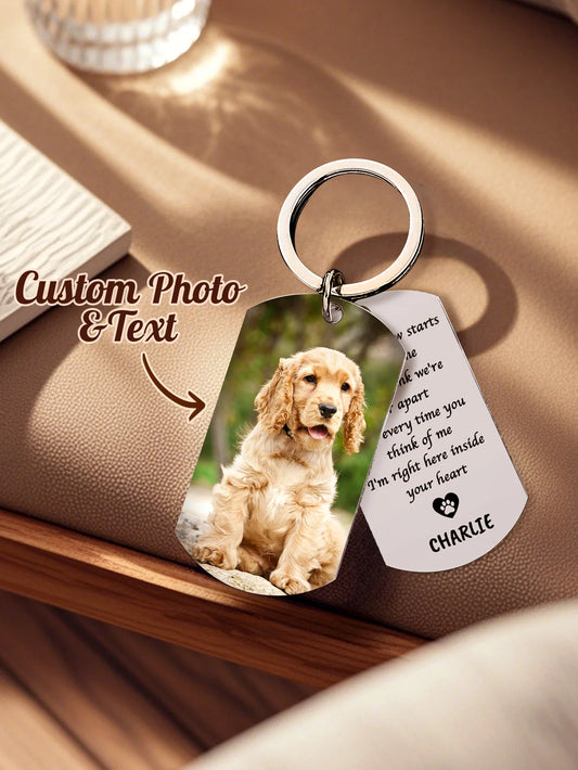 Personalized Pet Photo Keychain Custom Dog Memorial Gift Pet Loss Keepsake for Dog Lovers Anniversary Christmas Gift Peaceful Pleasures Health and Wellness