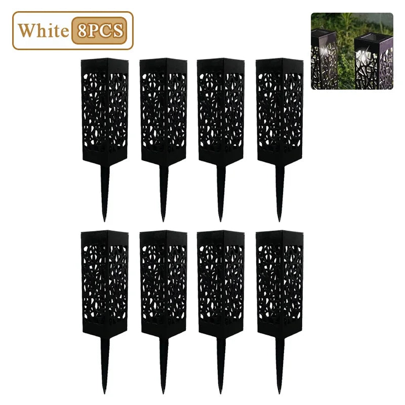 Solar Garden Pathway Lights – Waterproof LED Hollow Pattern (1–8 Pack)