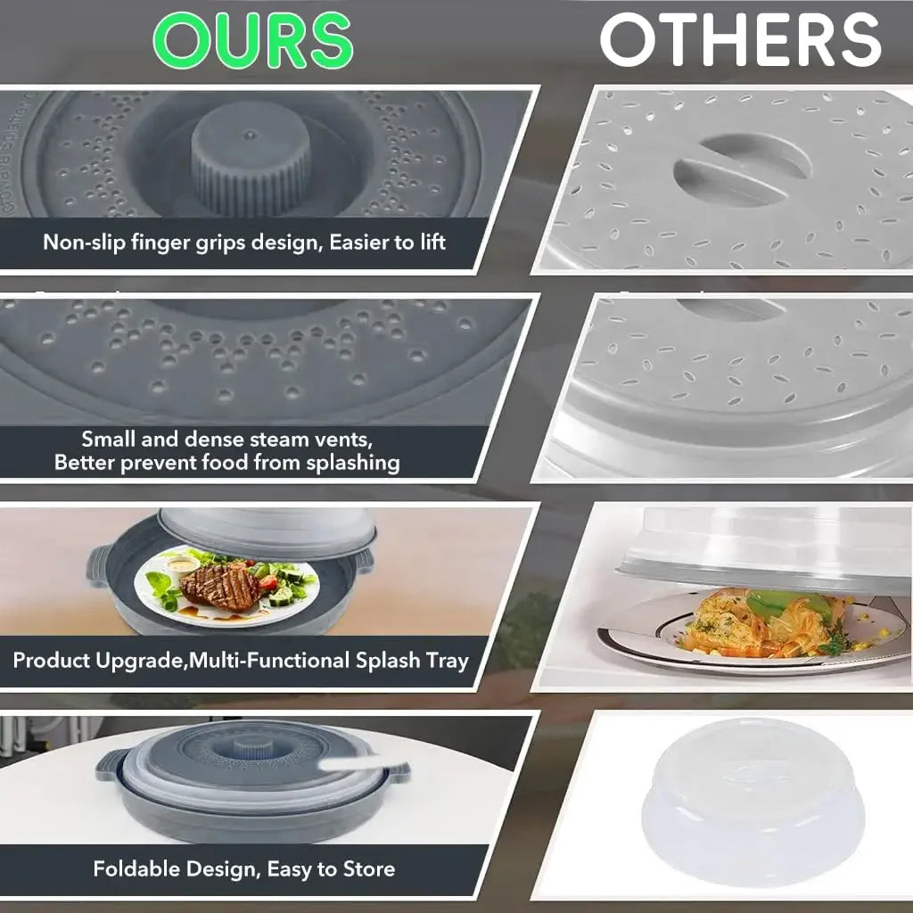 10.2 Inch Microwave Plate Cover 2 in 1 Cover As Splatter Guard Collapsible Lid for Plate Dish Bowl Multi-Purpose Kitchen Gadget Peaceful Pleasures Health and Wellness