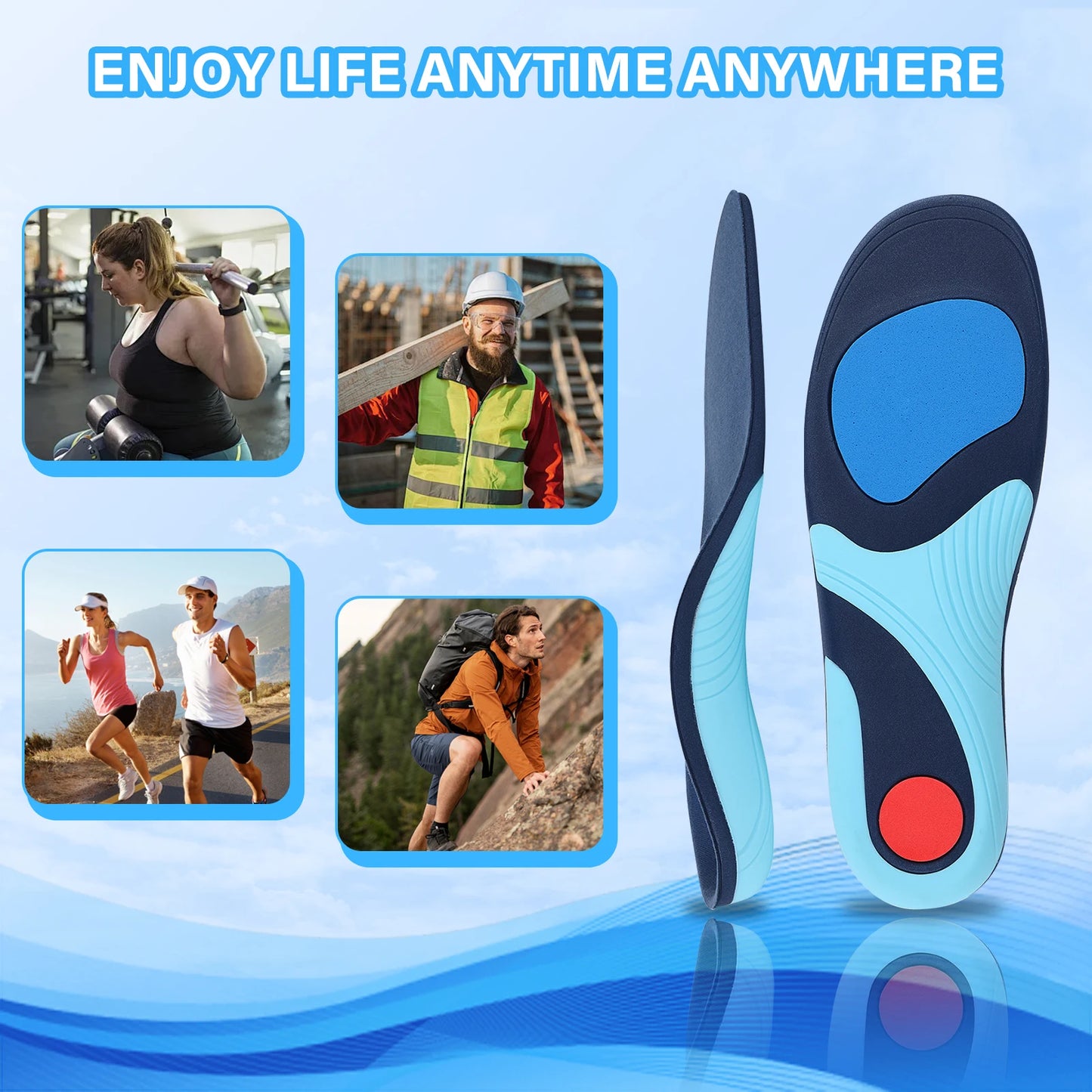 RooRuns High Arch Support Insoles Shock Absorbing for Plantar Fasciitis Pain Relief, Heel Cushion All-Day Comfort for Men Women Peaceful Pleasures Health and Wellness