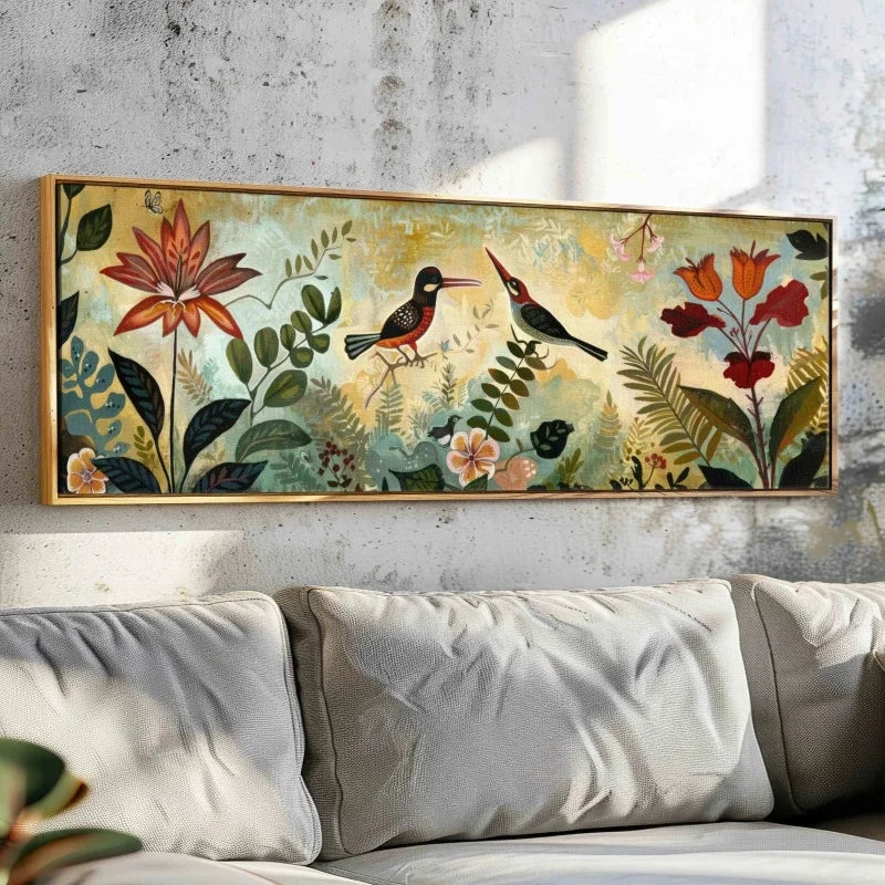 Vintage Botanical Canvas Wall Art | Panoramic Floral Print Botanical Canvas Print Peaceful Pleasures Health and Wellness