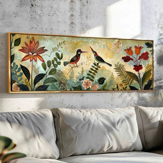 Vintage Botanical Canvas Wall Art | Panoramic Floral Print Botanical Canvas Print Peaceful Pleasures Health and Wellness