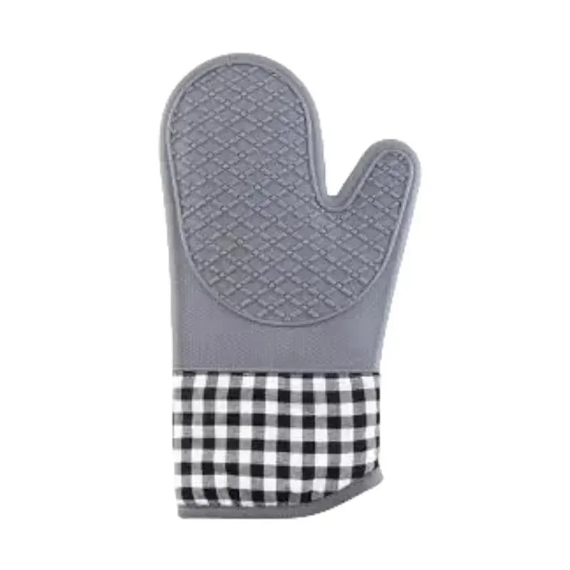 Silicone World 1pc hot Oven Mitts Baking Anti-Hot Silicone Gloves Oven Microwave Cooking Insulation Baking Kitchen Tools Peaceful Pleasures Health and Wellness grey