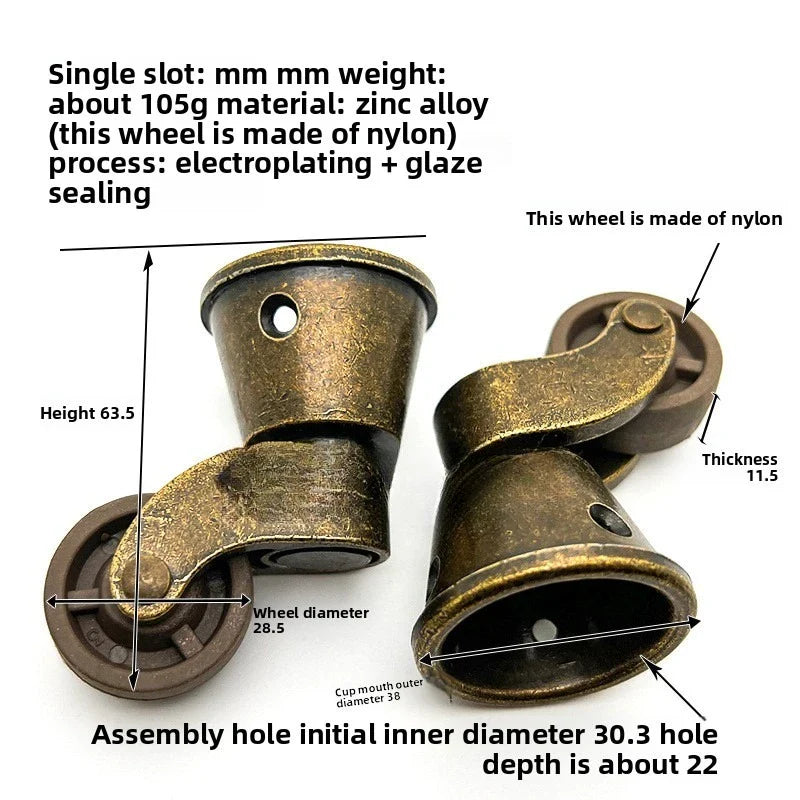 Brass Furniture Caster | Universal Piano & Sofa Wheel Roller