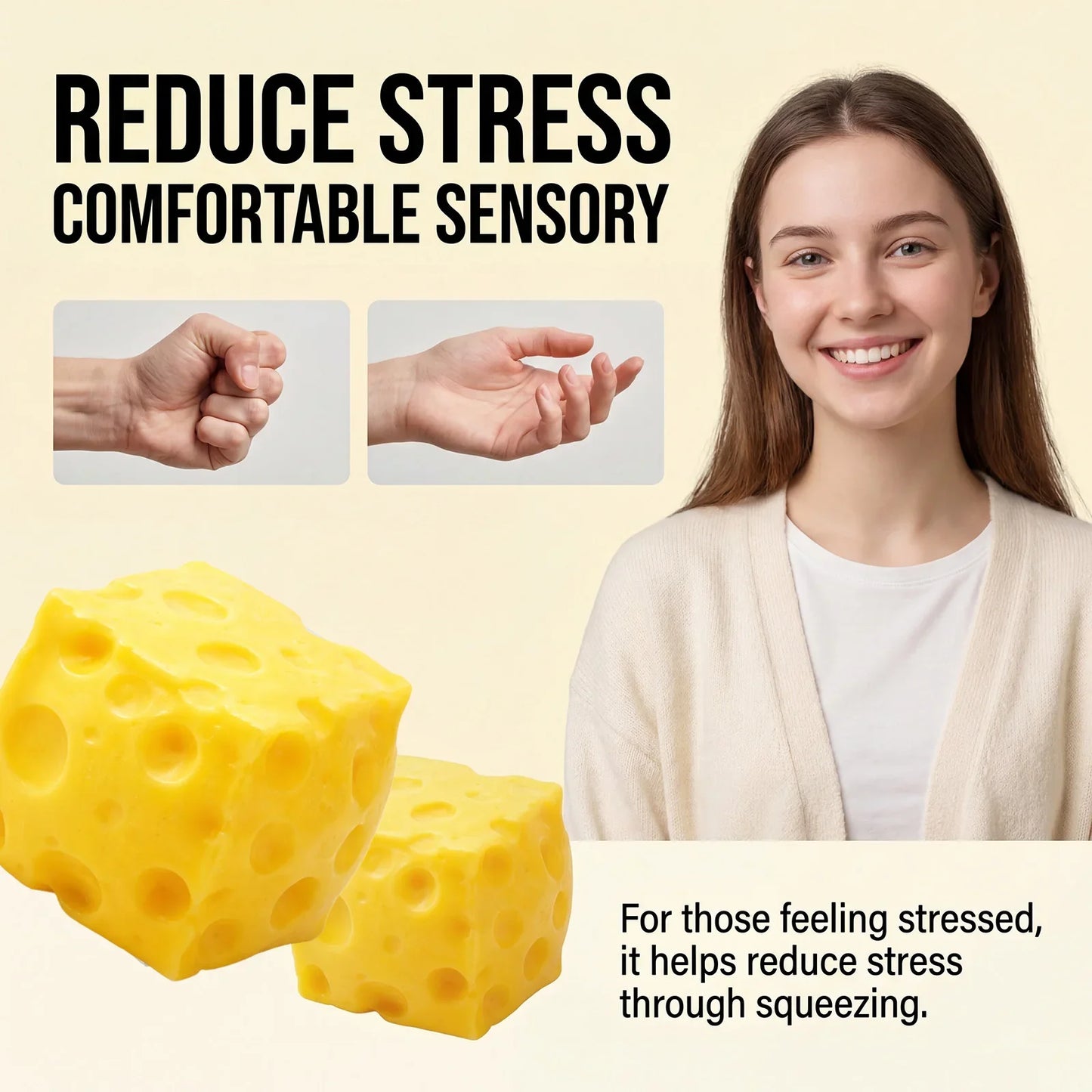 Yellow Cheese Squeeze Toy – Slow-Rising Squishy Gift