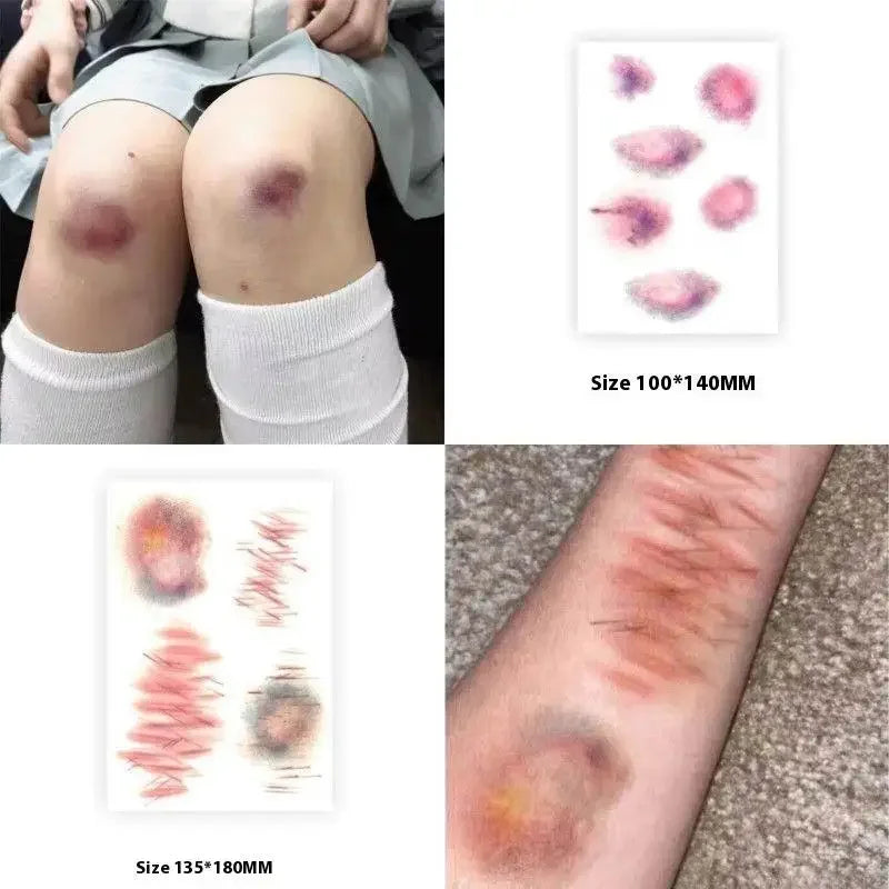 4 Sheets Halloween Wound Bruising Temporary Tattoos for Cosplay Waterproof Scar Tattoo Stickers Lasting Fake Arm & Ankle Ink Peaceful Pleasures Health and Wellness