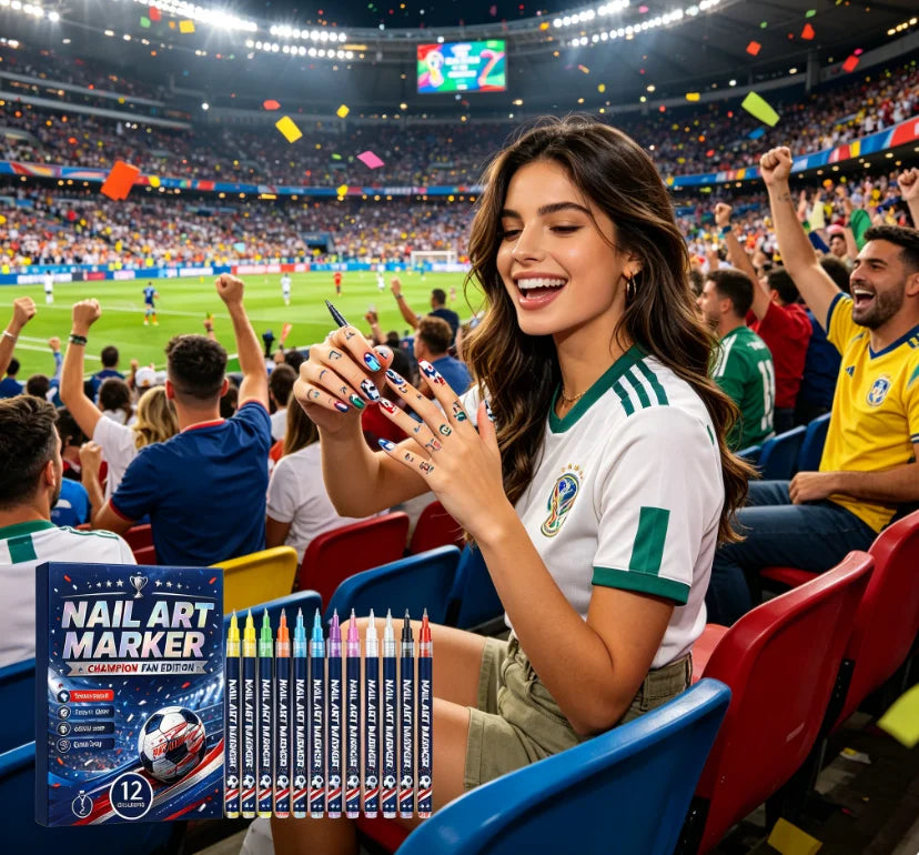 12-Piece Football Nail Art Marker Set – Quick-Dry Soccer Pens