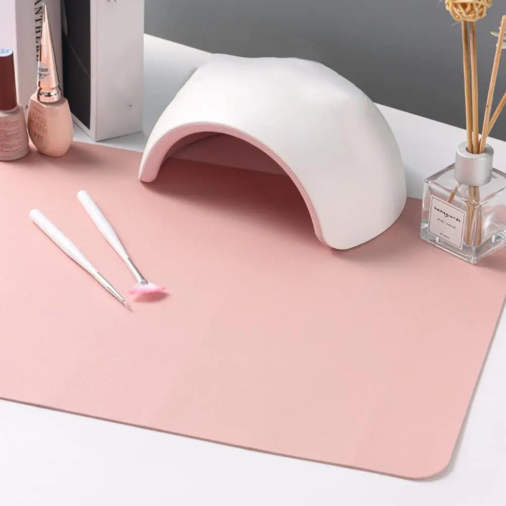 Pink Leather Nail Art Mat – Anti-Slip Armrest Cushion Pad