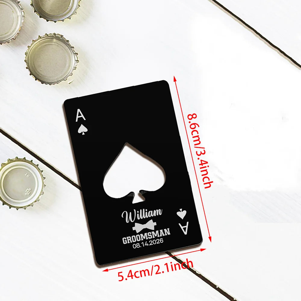 Custom Ace of Spades Metal Bottle Opener – Wedding Party Favor Custom Bottle Opener Peaceful Pleasures Health and Wellness
