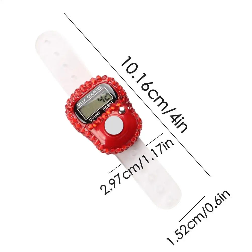 1Pcs Finger Clickers For Counting LCD Display Number Clicker Counter LCD Screen Number Tracking Record Ring Clicker Maker Peaceful Pleasures Health and Wellness Red