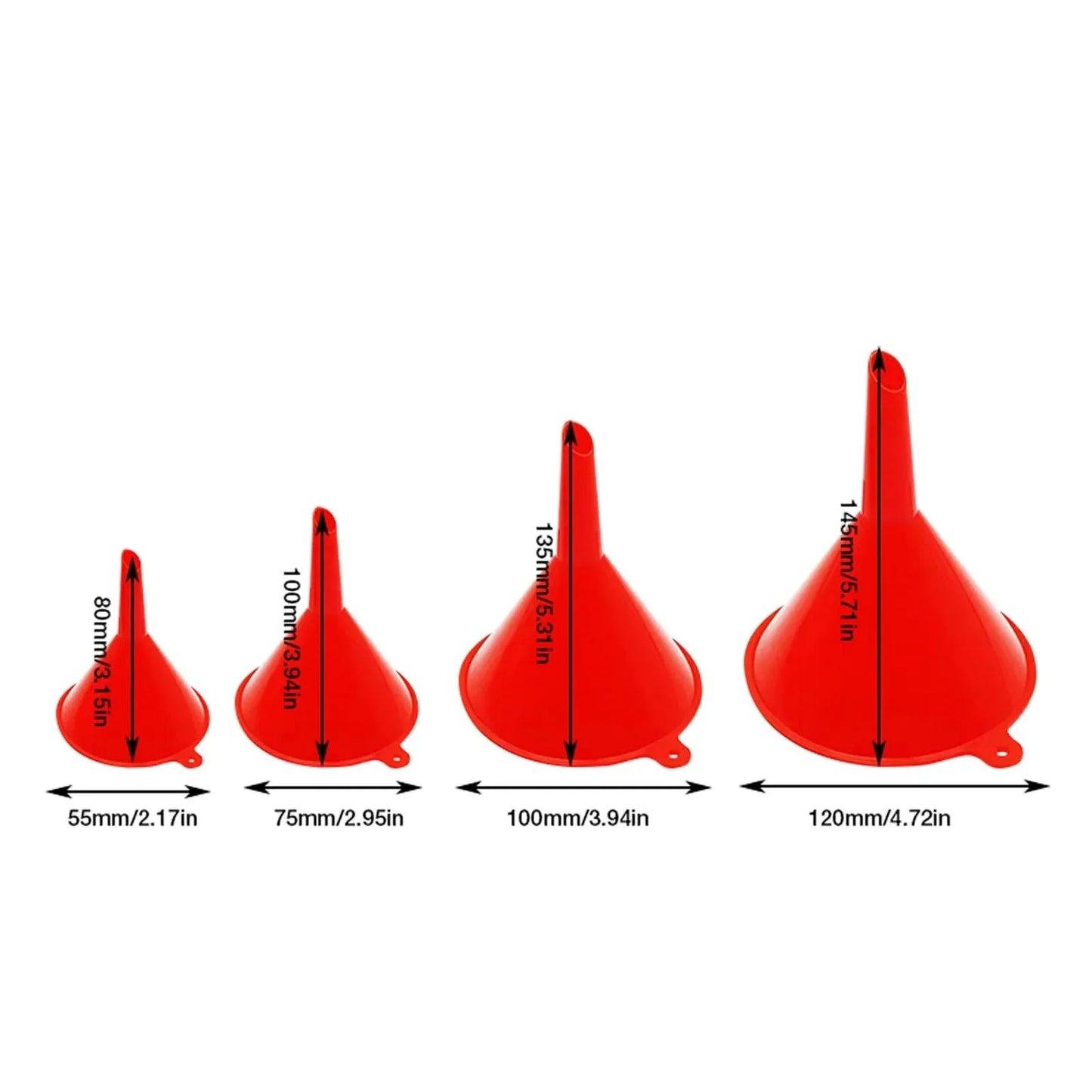 4-Piece Plastic Funnel Set – Kitchen, Auto & Home Use