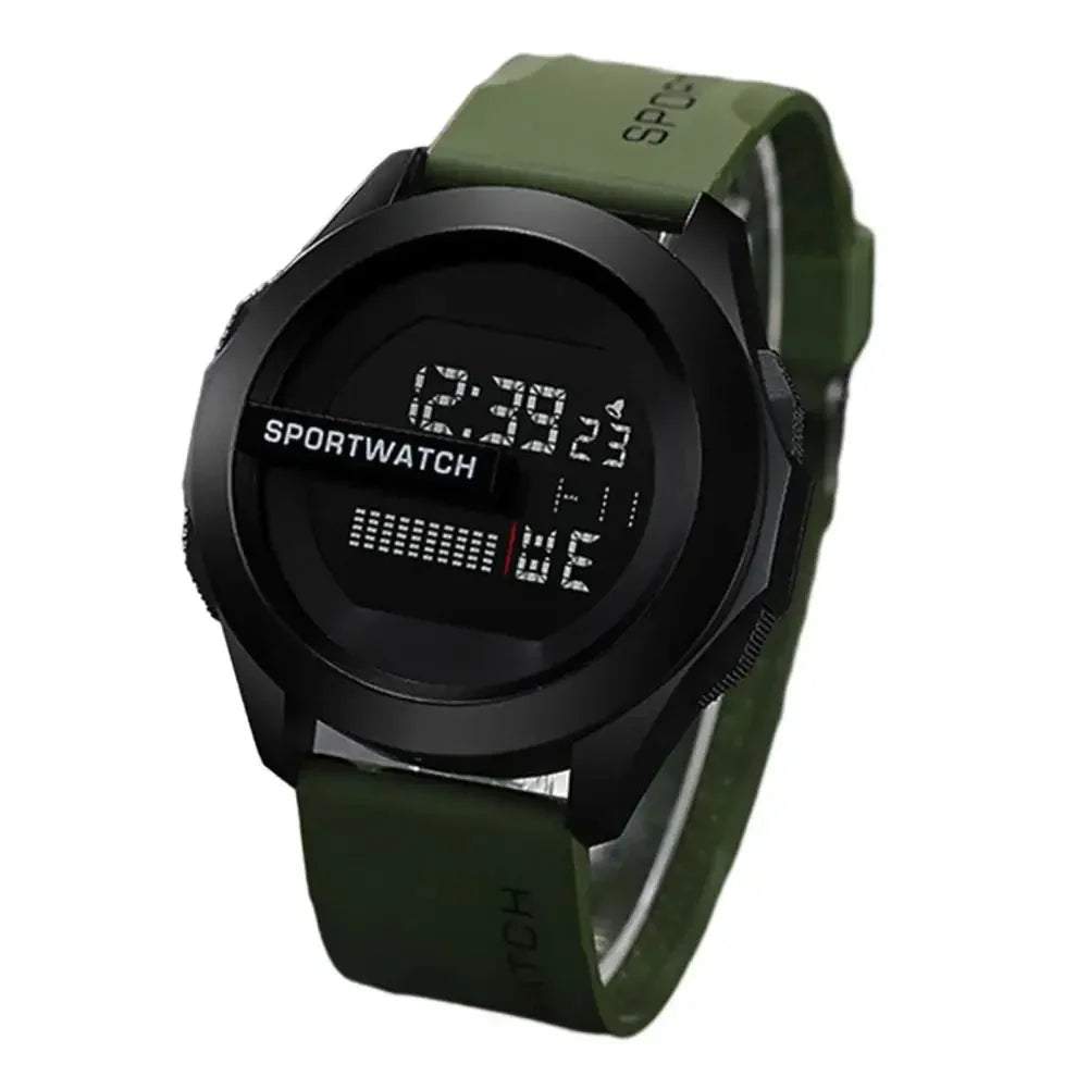Men's Sports Watches Alarm Clock Multifunction Men LED Digital Watch Waterproof Fitness Sport Electronic Watch for Male Clock Peaceful Pleasures Health and Wellness green