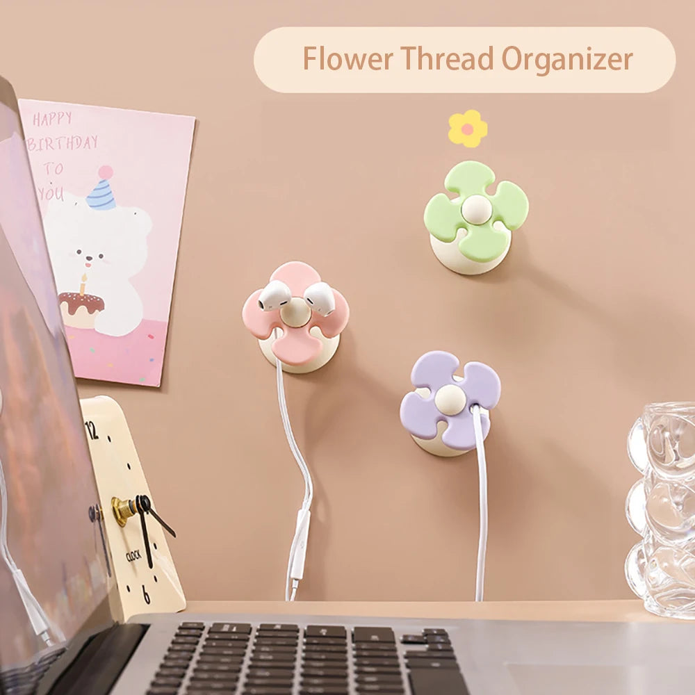Flower Desktop Fixed Cable Organizer Silicone Wire Sorting Storage