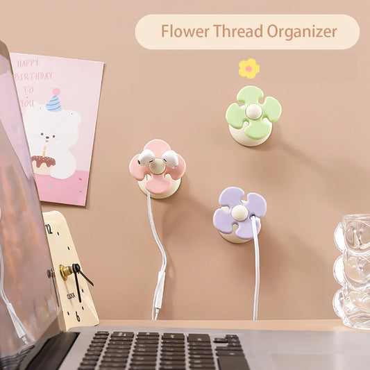 Flower Desktop Fixed Cable Organizer Silicone Wire Sorting Storage Peaceful Pleasures Health and Wellness