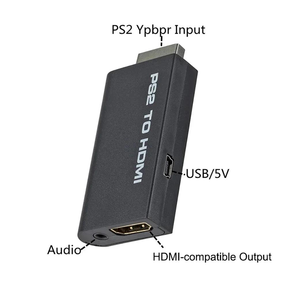 PS2 to HDMI Converter Adapter | 1080P HD + 3.5mm Audio