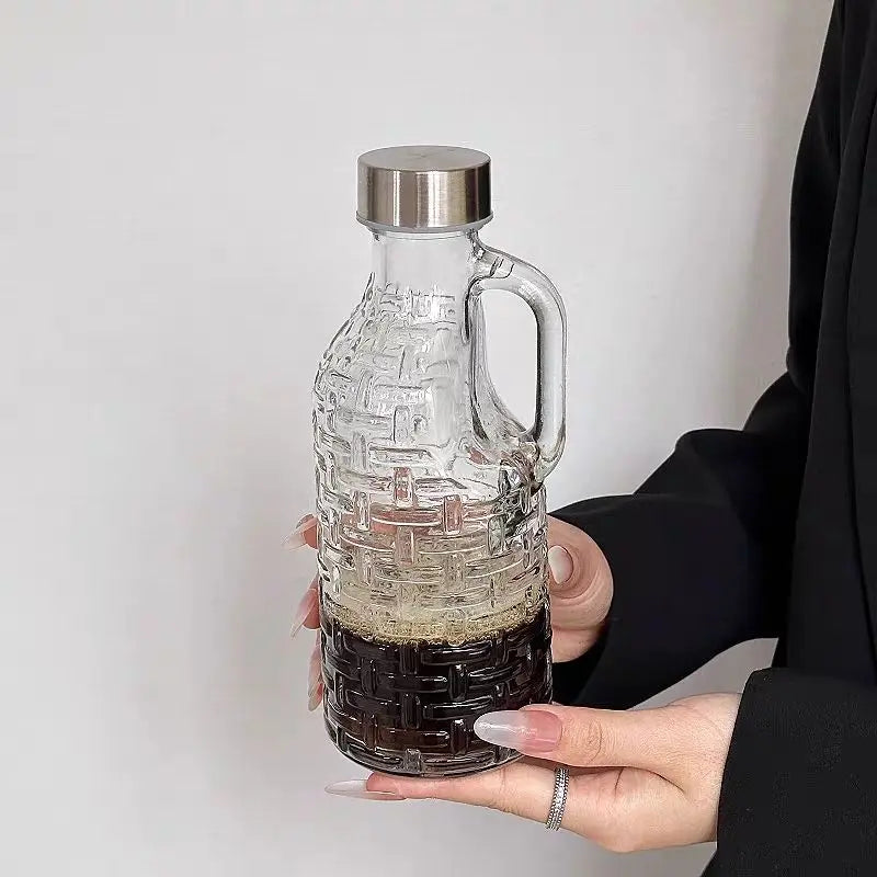 Creative Handle Glass Sealed Bottle Dispenser Wine Jug Kitchen Oil Vinegar Cruet Kitchen Gadgets Kitchen Tools Peaceful Pleasures Health and Wellness