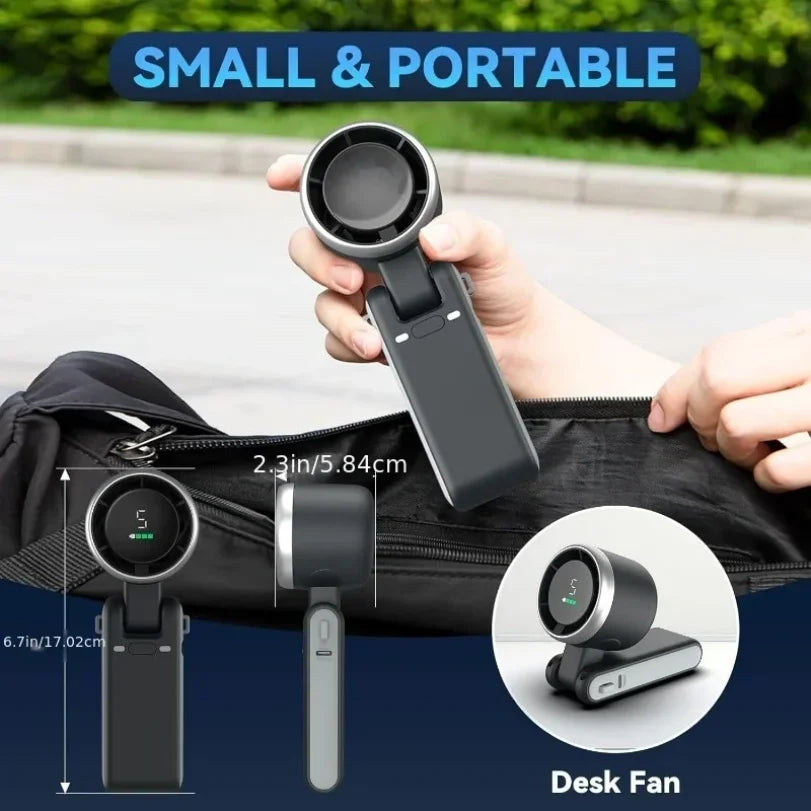 3-in-1 Portable Mini Fan | 5-Speed USB Rechargeable Travel Fan