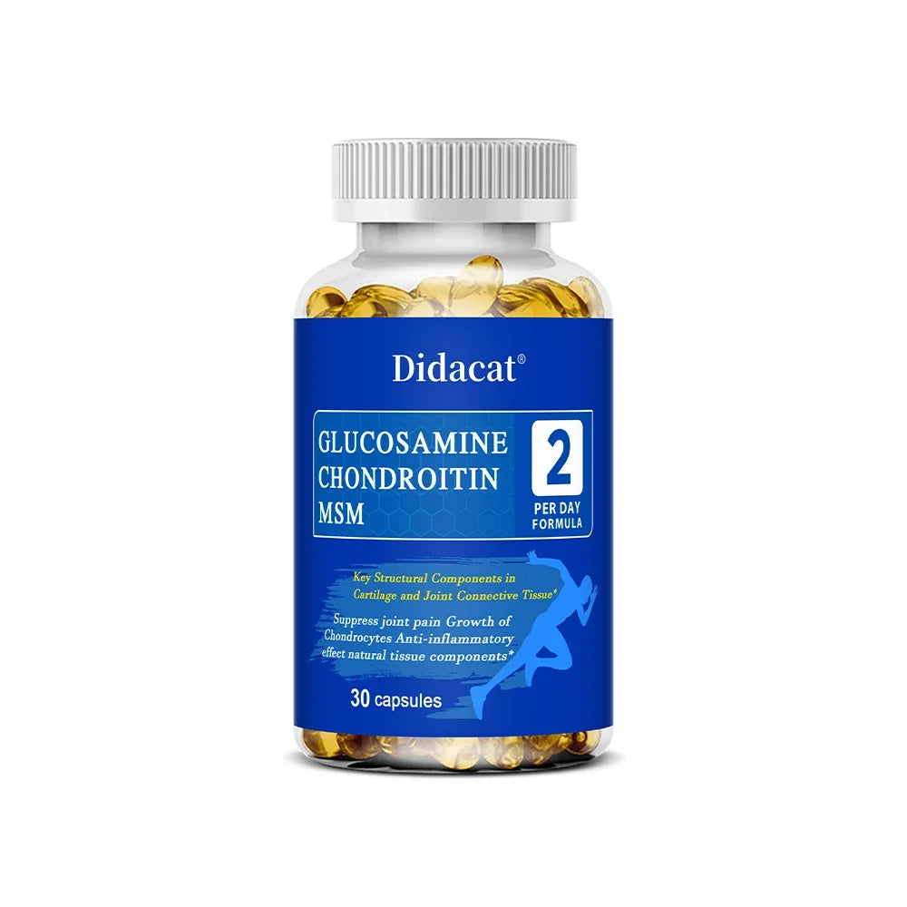 Glucosamine Chondroitin MSM Capsules with Collagen & Boswellia, Joint Cartilage Mobility & Flexibility Daily Wellness Supplement Peaceful Pleasures Health and Wellness 30 count-1 bottle