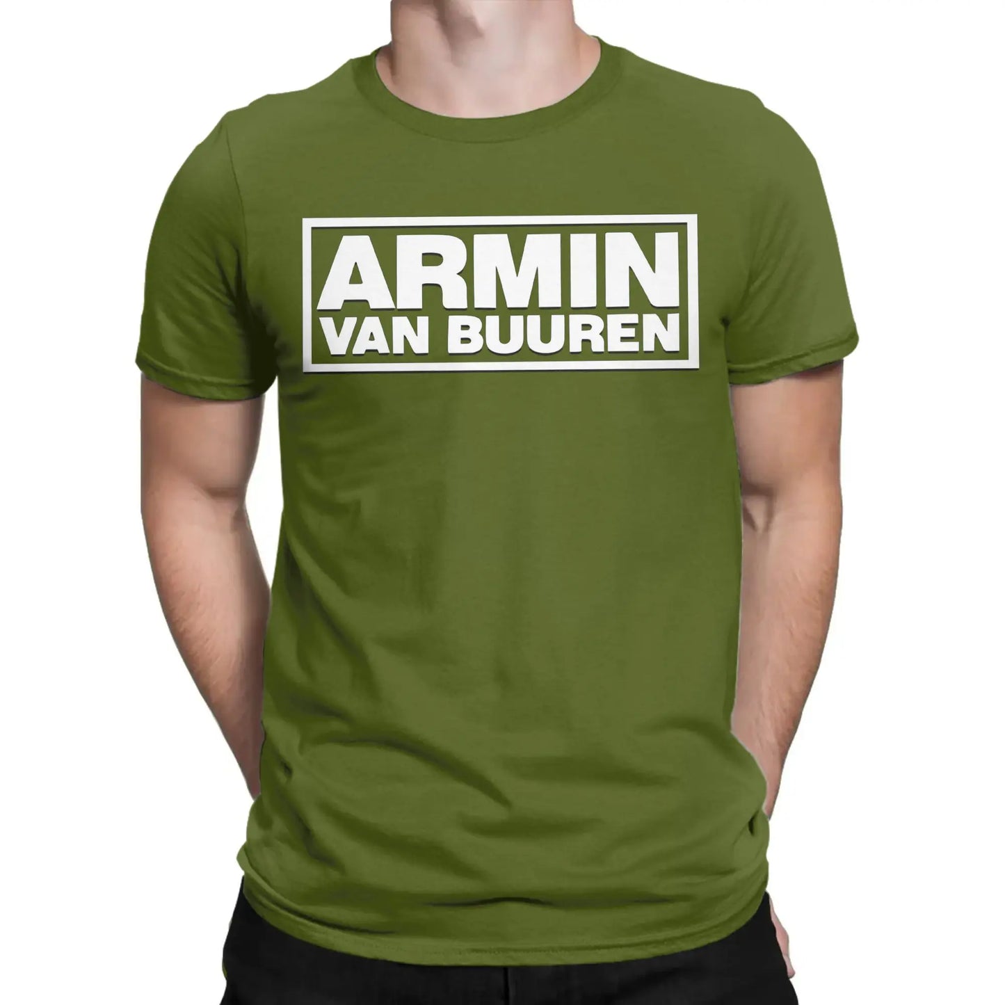 Men's T-Shirts Armin Buuren Awesome Pure Cotton Tee Shirt Short Sleeve Logo T Shirts O Neck Clothes Gift Idea Peaceful Pleasures Health and Wellness army green M