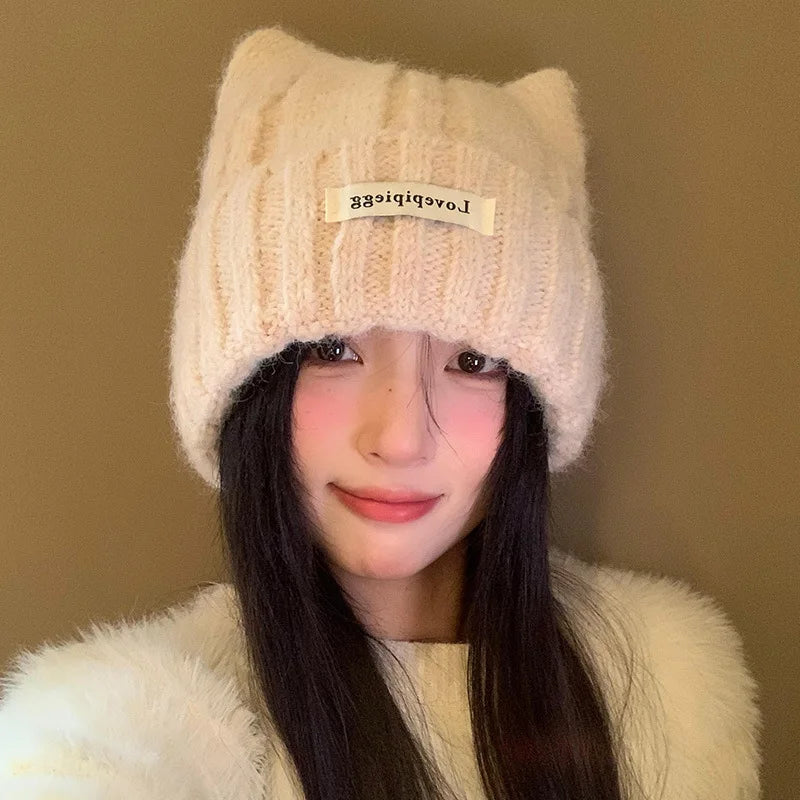 Women's Cat Ear Beanie – Warm Winter Knit Hat