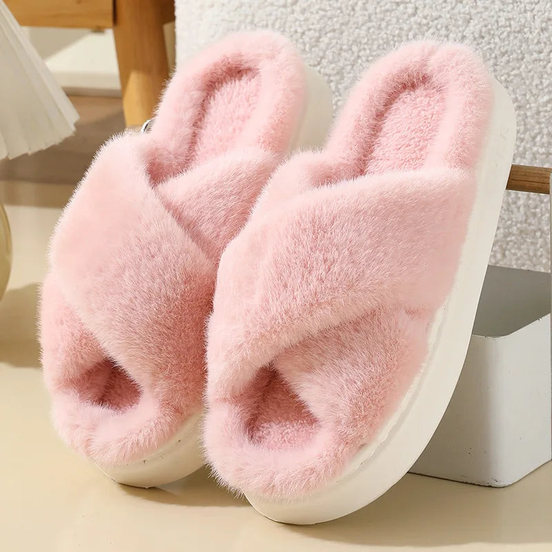 Women's Fluffy Plush Winter Slippers | Warm Indoor House Shoes