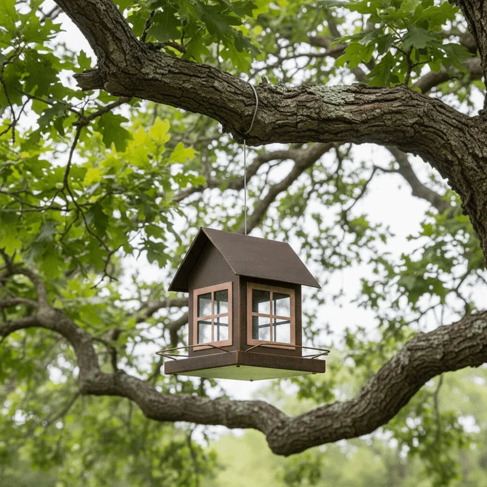 House-Shape Hanging Bird Feeder | Large Capacity Metal Garden