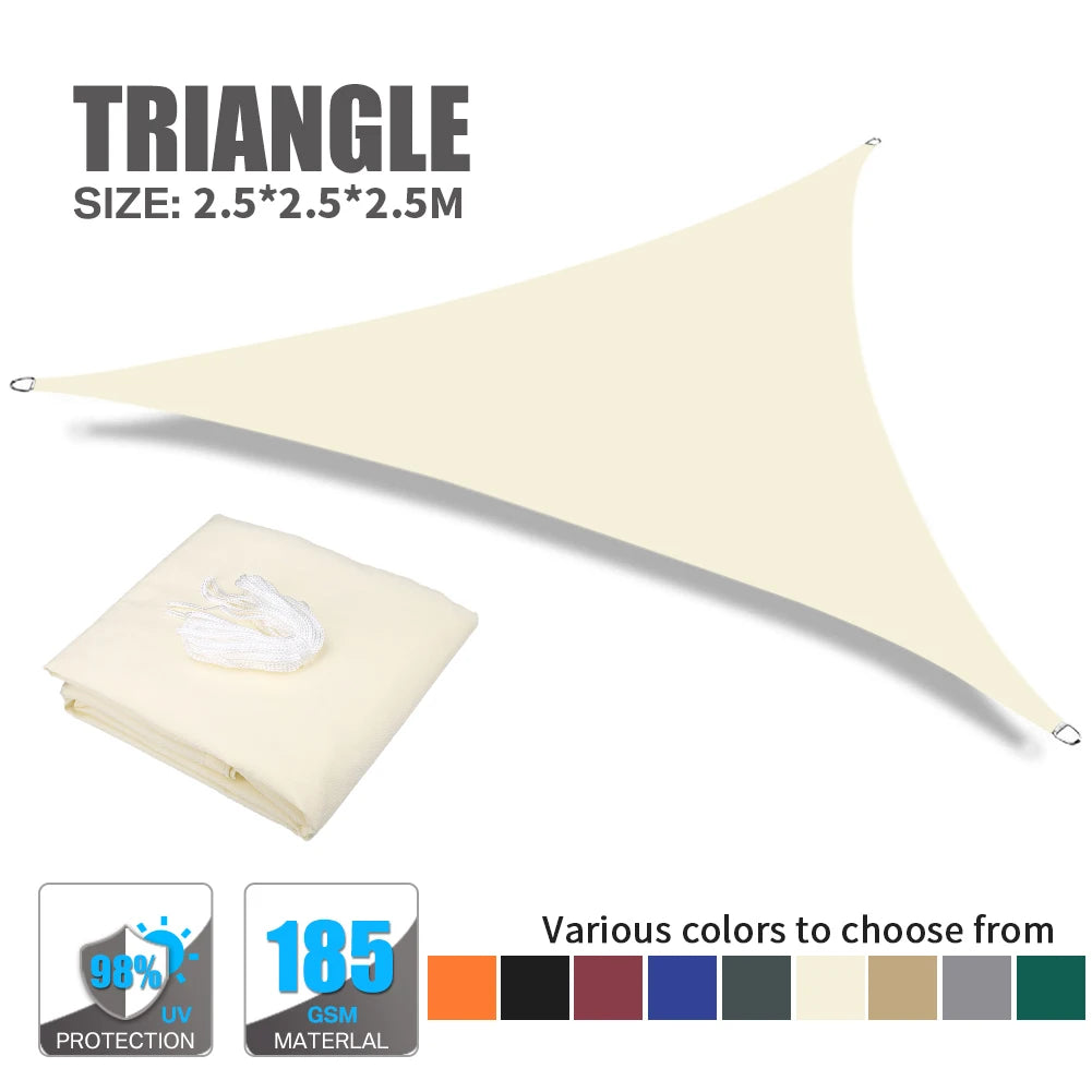 Triangle Sun Shade Sail 280 GSM 95% UV Block – Patio & Garden
