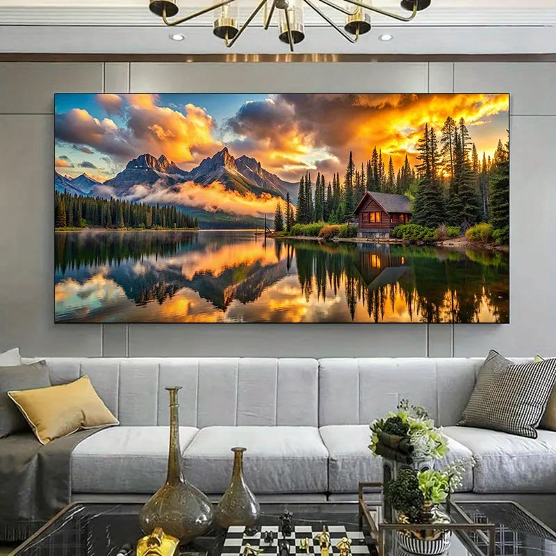 Modern Reflective Landscape Art Canvas Painting Art for Living Room Modern Canvas Poster for Bedroom Decoration Cuadros No Frame Peaceful Pleasures Health and Wellness