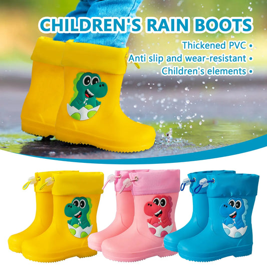 Kids Girl Boy Rain Boots Waterproof Toddler Rainboots Children's Shoes Rubber Boots Kids Baby Cartoon Dinosaur Water Shoes Boots Peaceful Pleasures Health and Wellness