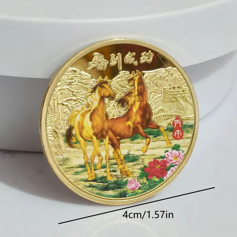 2026 Year of the Horse Commemorative Coin 40mm Gold & Silver