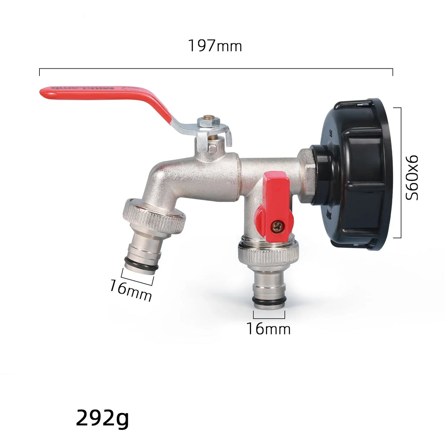 IBC Tank Tap Adapter S60x6 to 16mm Quick Connect Valve Fitting