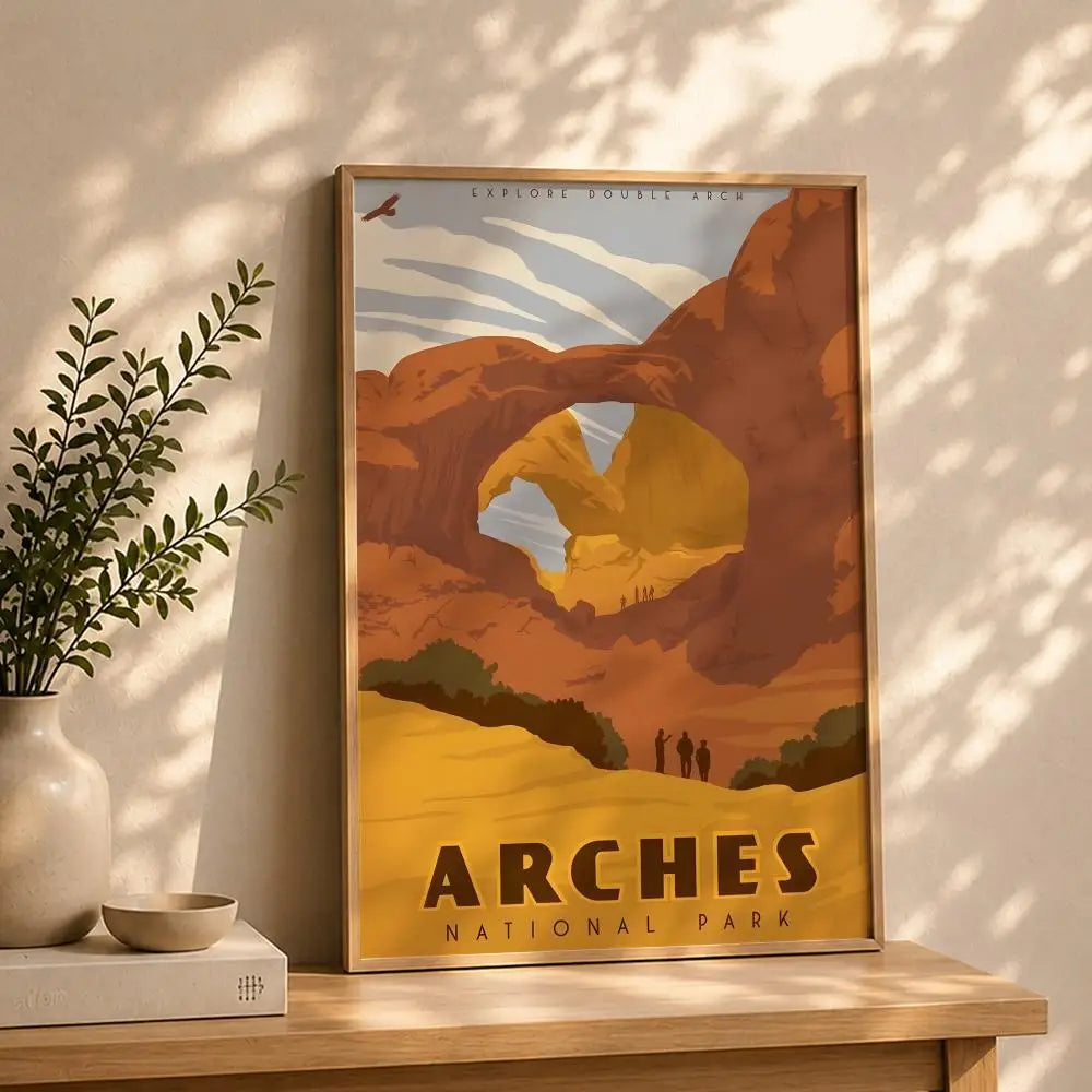 Scenery A-Arches National ParkS Poster HD Self Adhesive Waterproof Wall Art Ideal for Home Office Dorm Bedroom Great Gift Peaceful Pleasures Health and Wellness White10 50X70cmNoframe