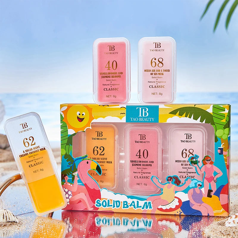 3-Pack Alcohol-Free Solid Fragrance Balm | Unisex Floral Scent