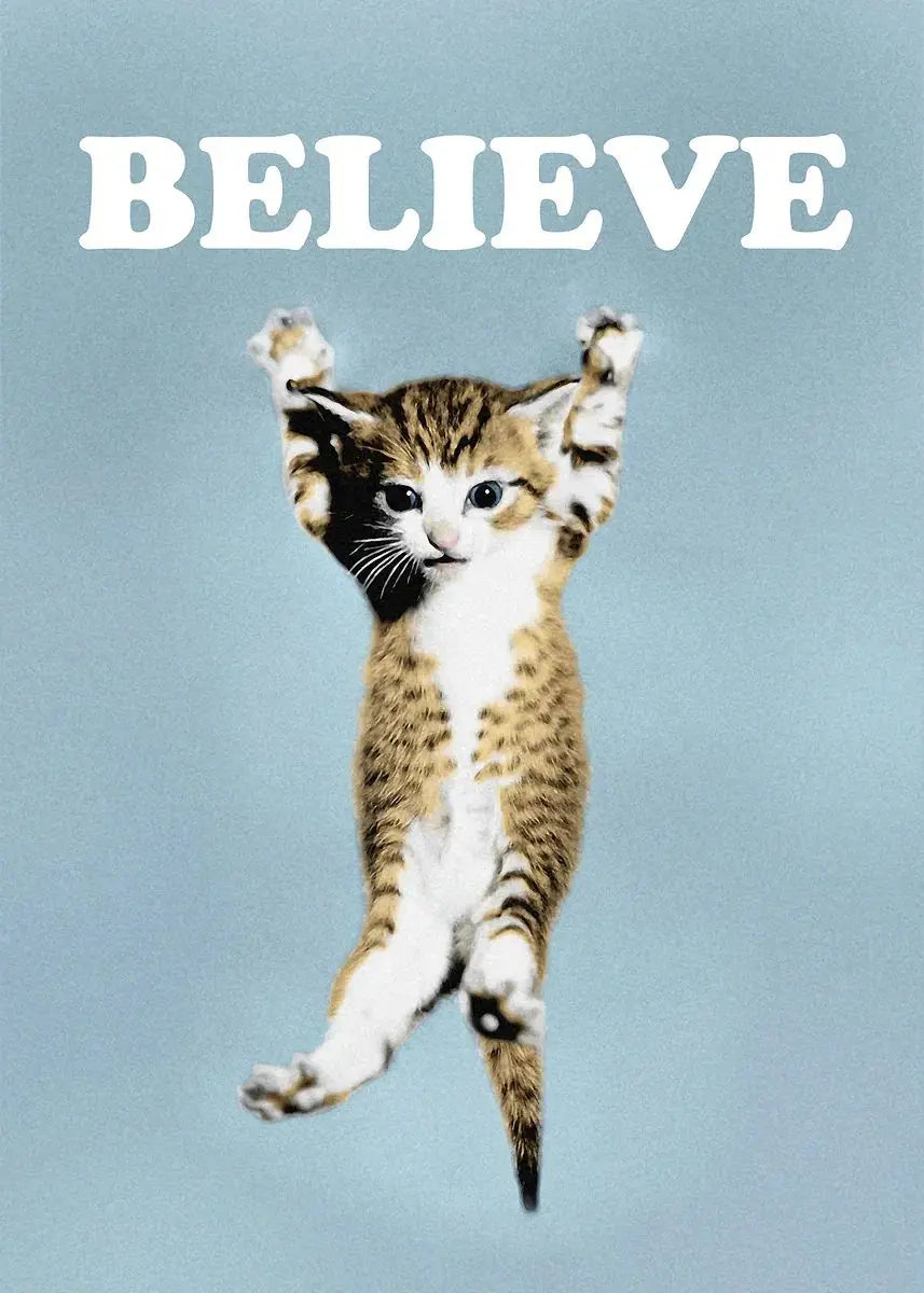 Cute Cat Yoga Canvas Wall Art | Hang In There Pet Poster
